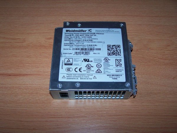 Weidmüller Switching Power Supply PROmax 120W 24V 5A 1478110000 Rev.02 / gebraucht