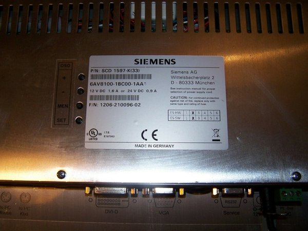 Siemens 6AV8100-1BC00-1AA1 PANEL LCD MONITOR !!!Glasbruch!!!